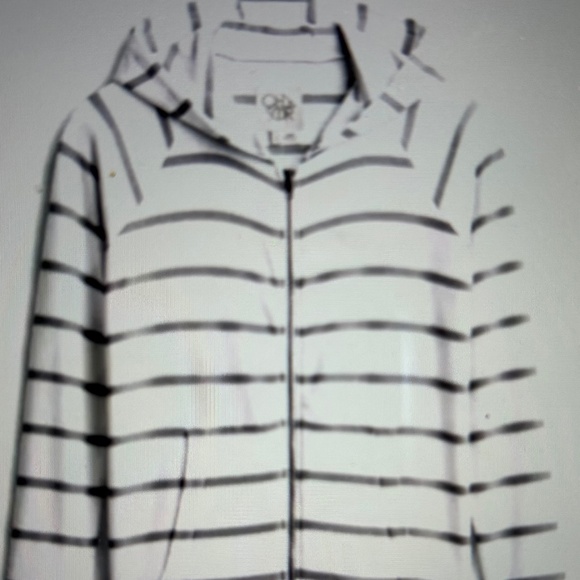 NWT Chaser Small Full Zip Hoodie Gray and White Striped - Picture 1 of 3